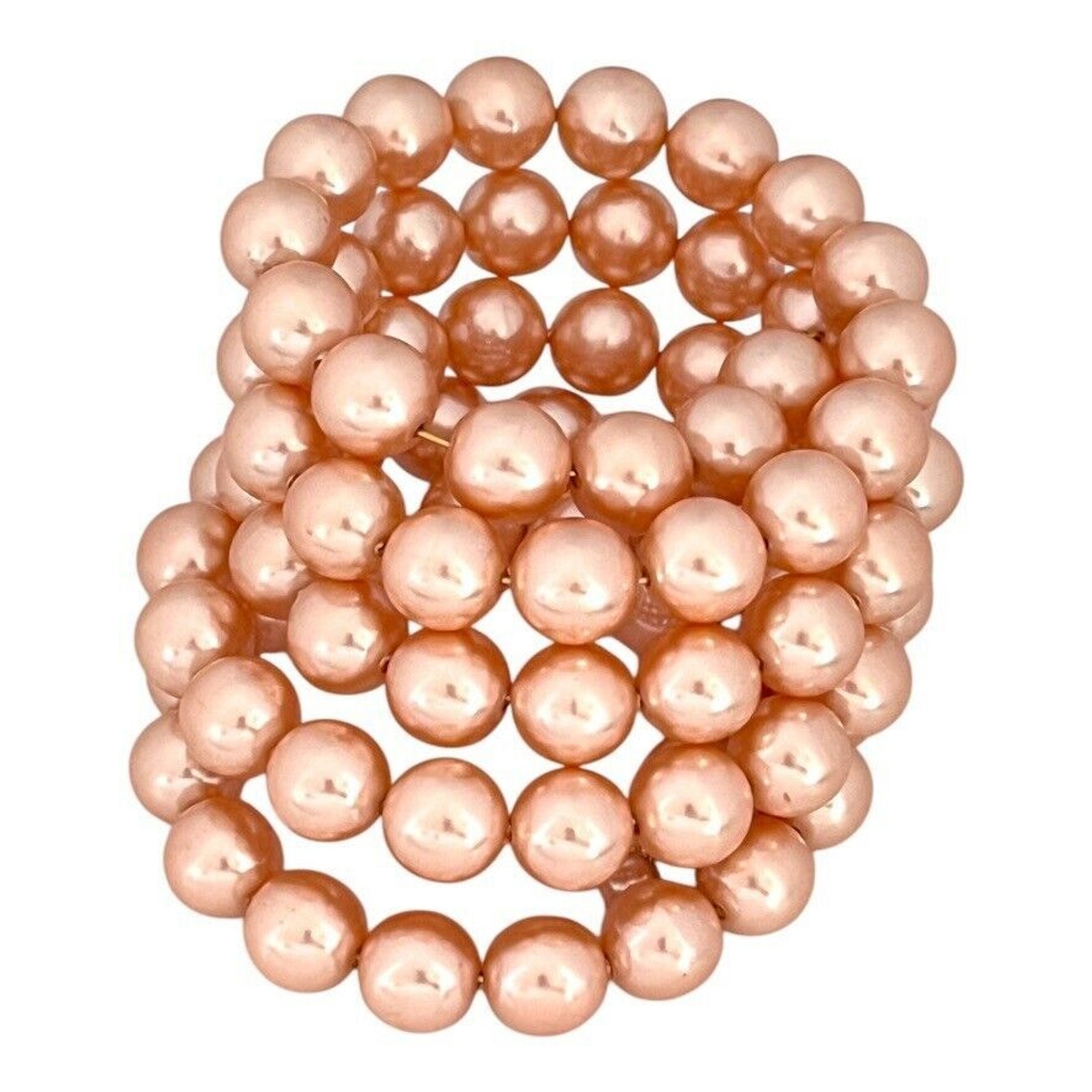 Vintage 1980s Monet Bracelet Peach Faux Pearl Wide Multi Strand Wrap – BB1