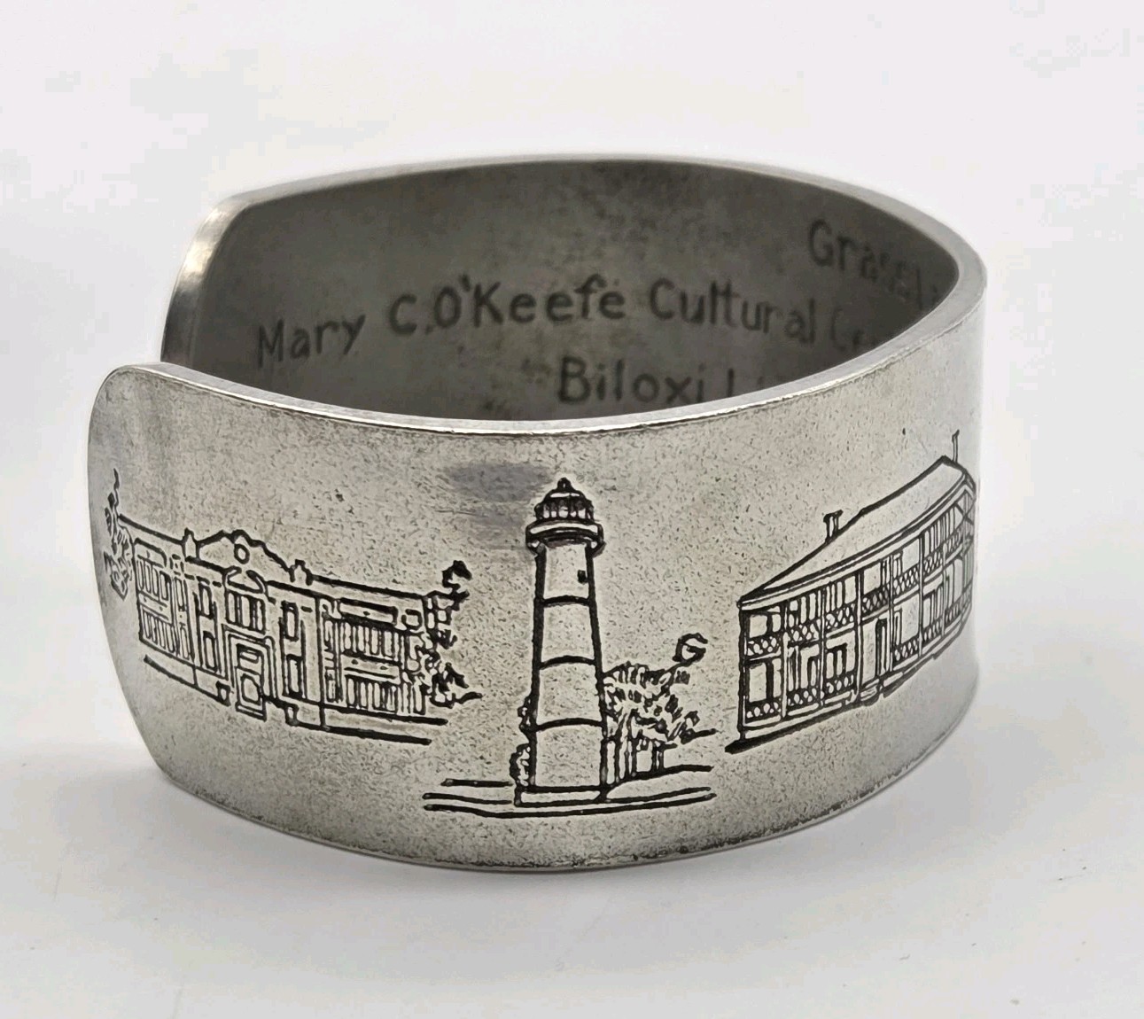 Salisbury Pewter Cuff Bracelet MS Gulf Coast Landmarks In Box Martin Miazza’s