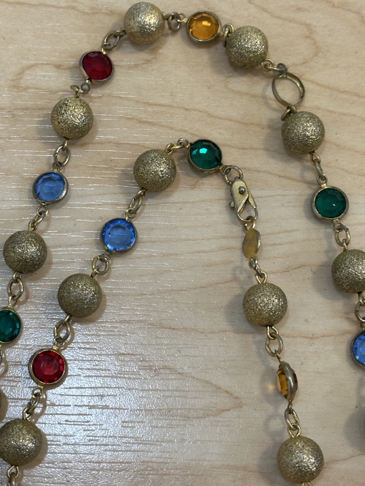 Vintage Austrian Crystal & Gold Beads 35″ Necklace