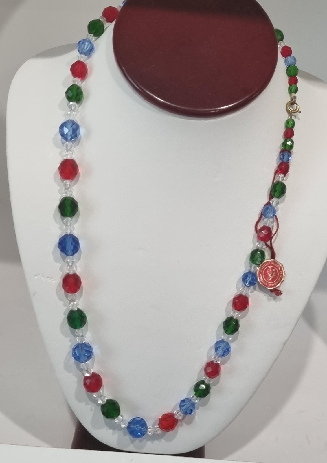 Antique c1930s Mardi Gras Glass Necklace Original Tag Bijoux de Boheime Video