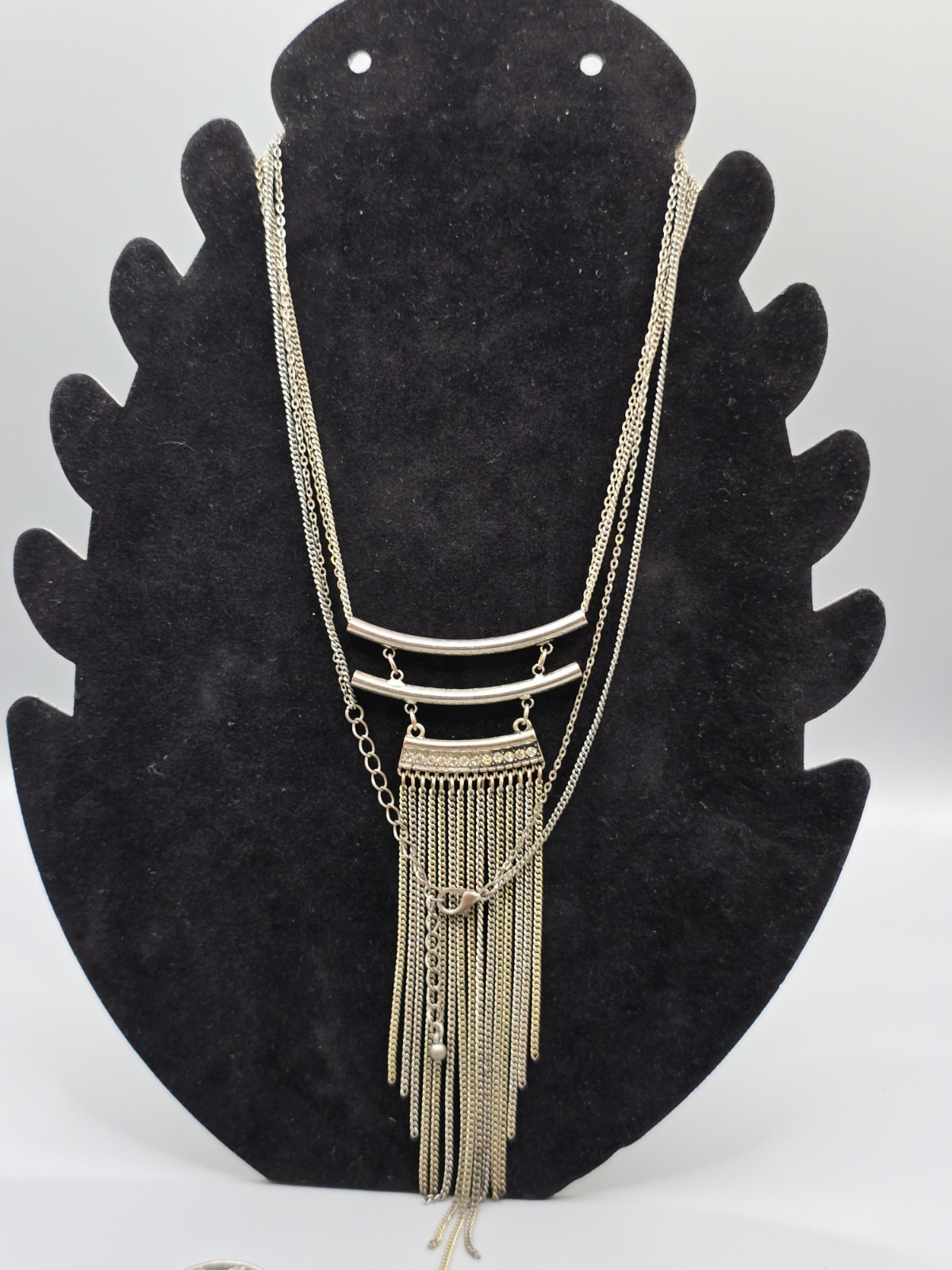 Vintage Boho Gold-Tone Layered Chain Fringe Necklace 20″ Statement Gypsy