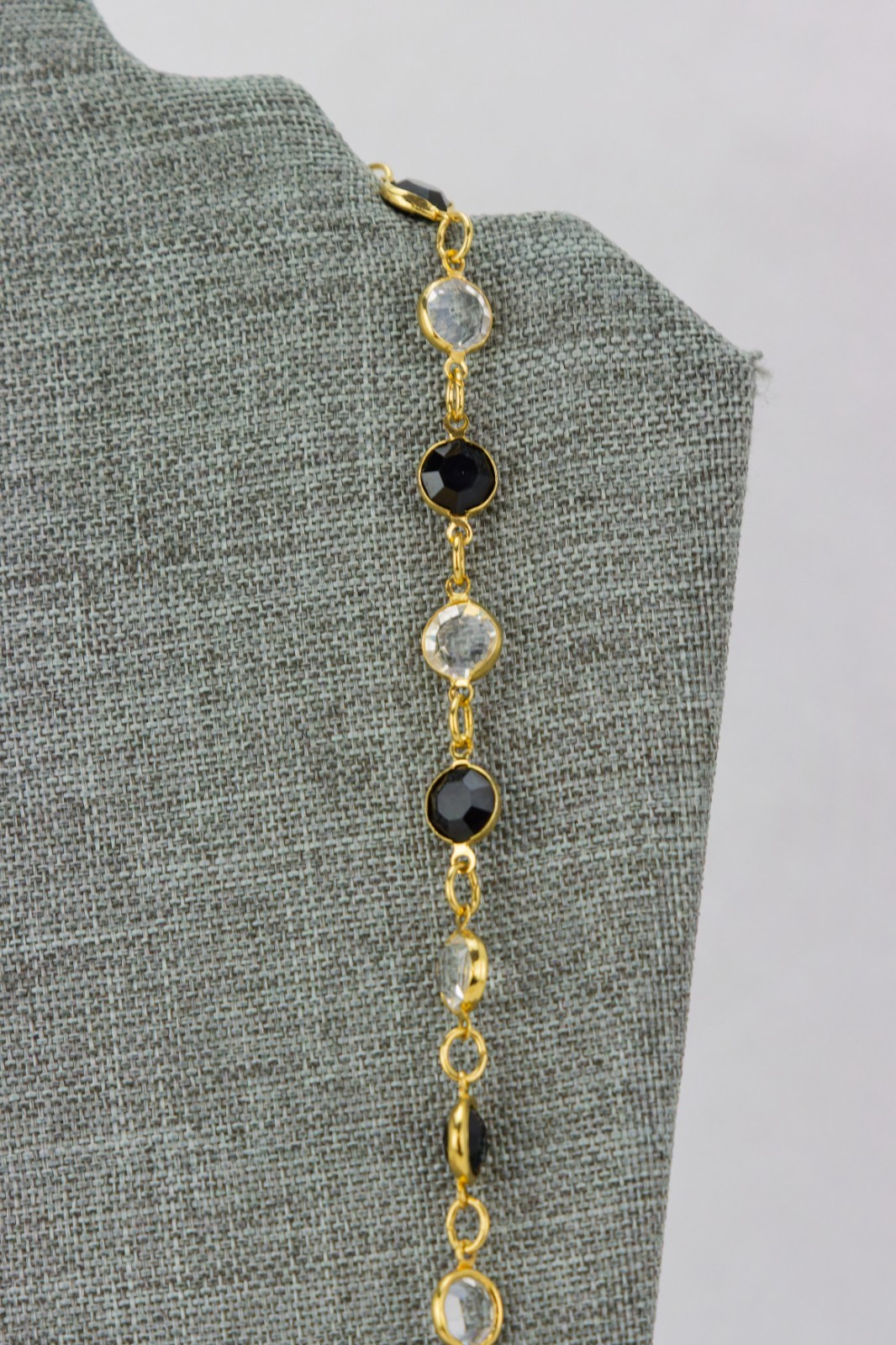 Austrian Crystal USA Open Bezel Link Necklace, Gold Tone, 34gr