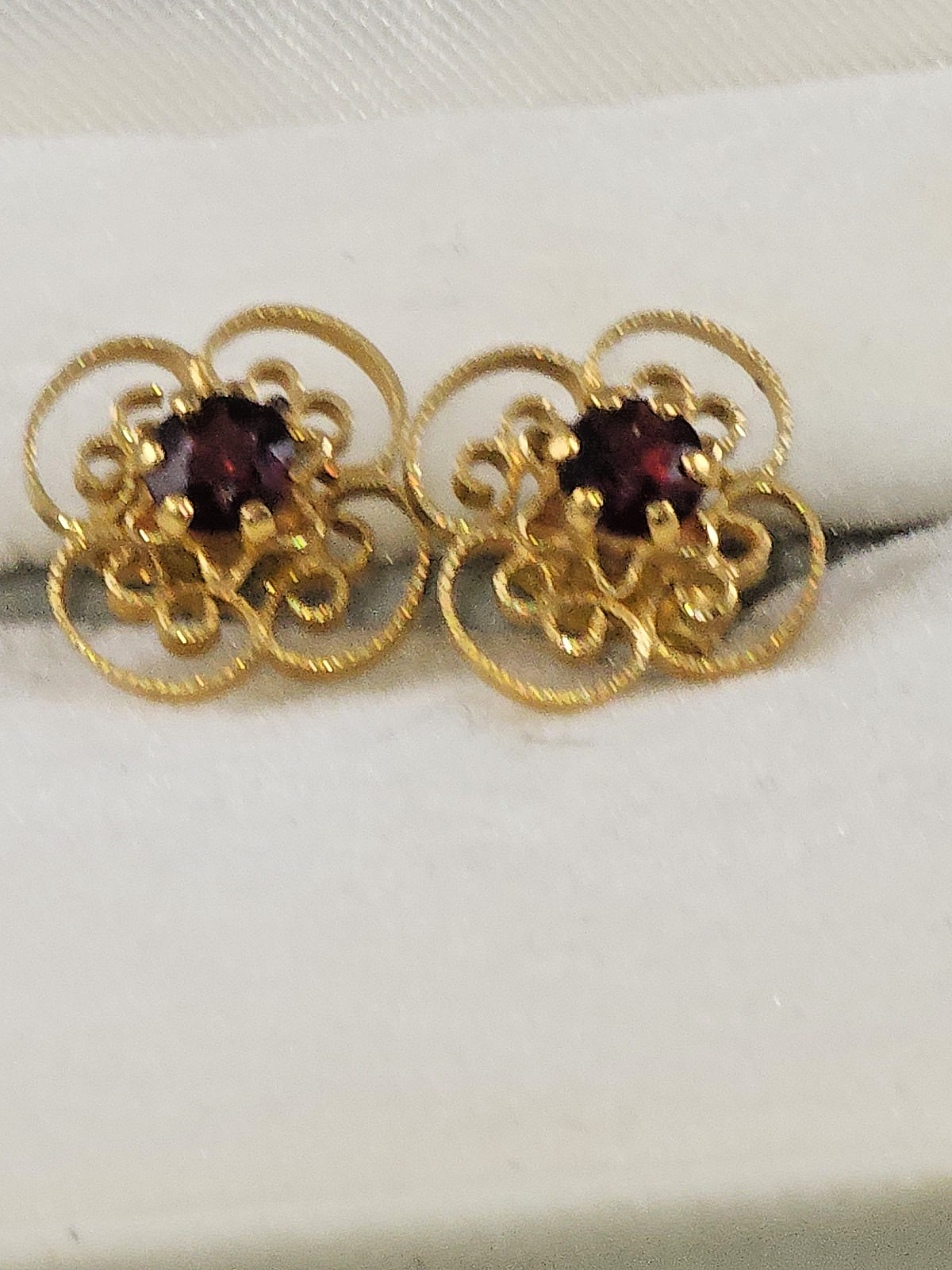 Vintage ING 12K Gold Filled Filigree earings, Smoky Quartz Retro Flower
