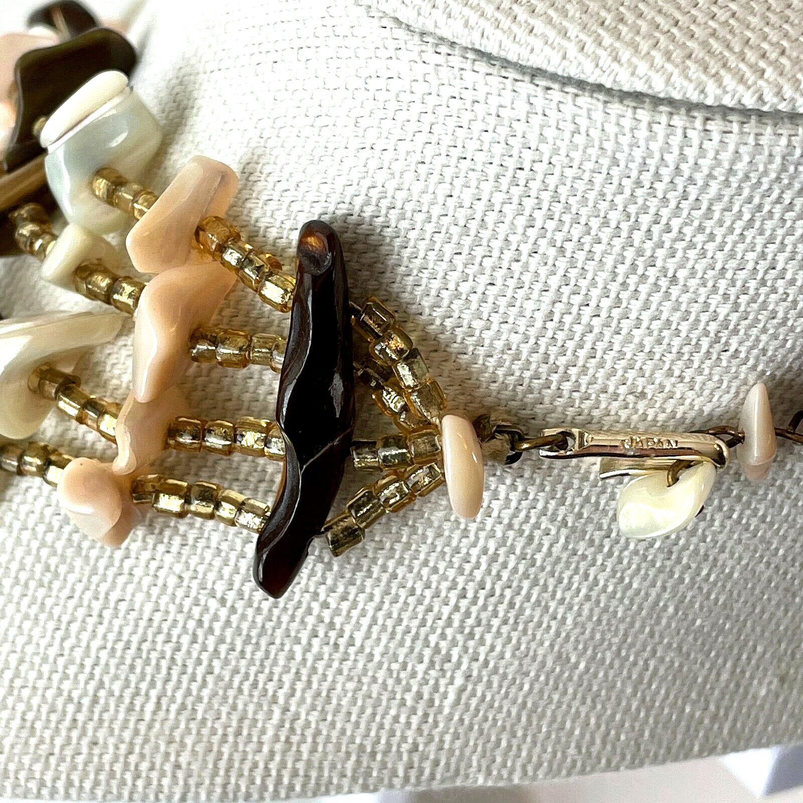 Vintage MOP Multi-Strand Mother of Pearl Necklace – Pink White Brown Lip Shell