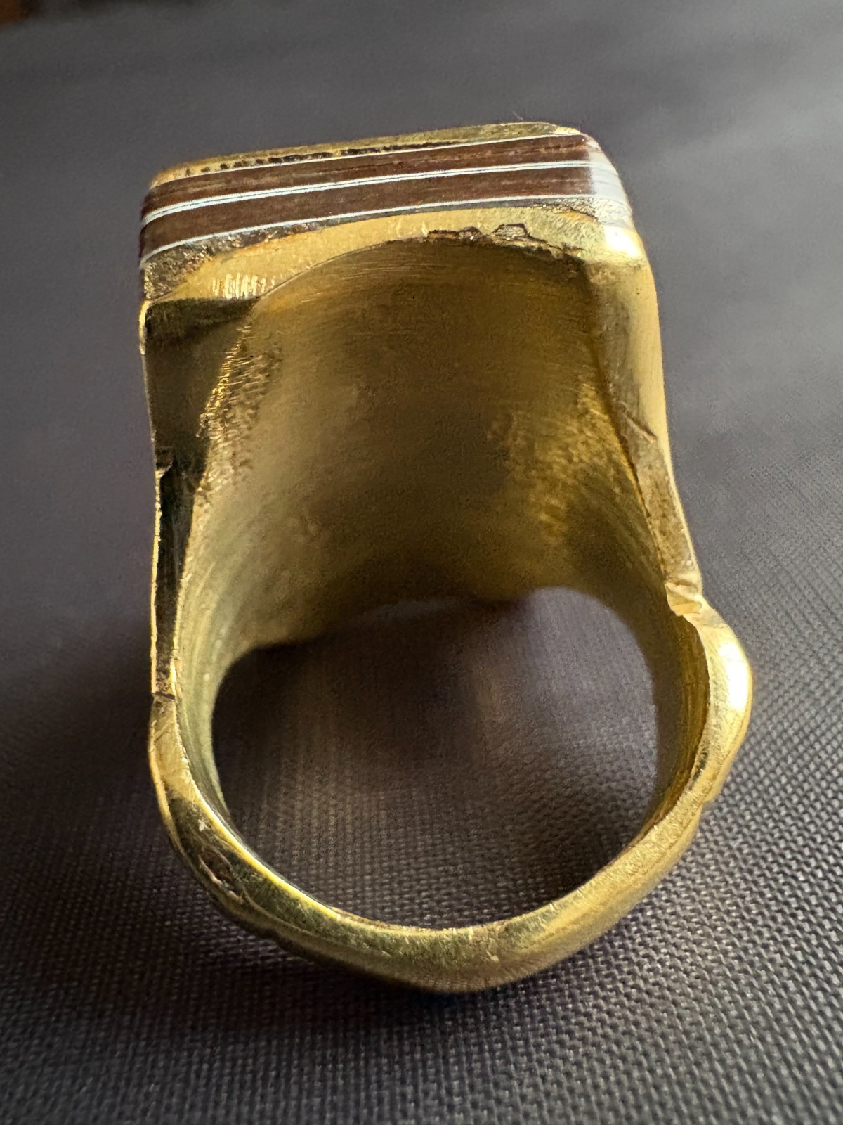 Moroccan Tuareg Brass Ring Large Berber Sahara Handmade Ring Size 9.5 US