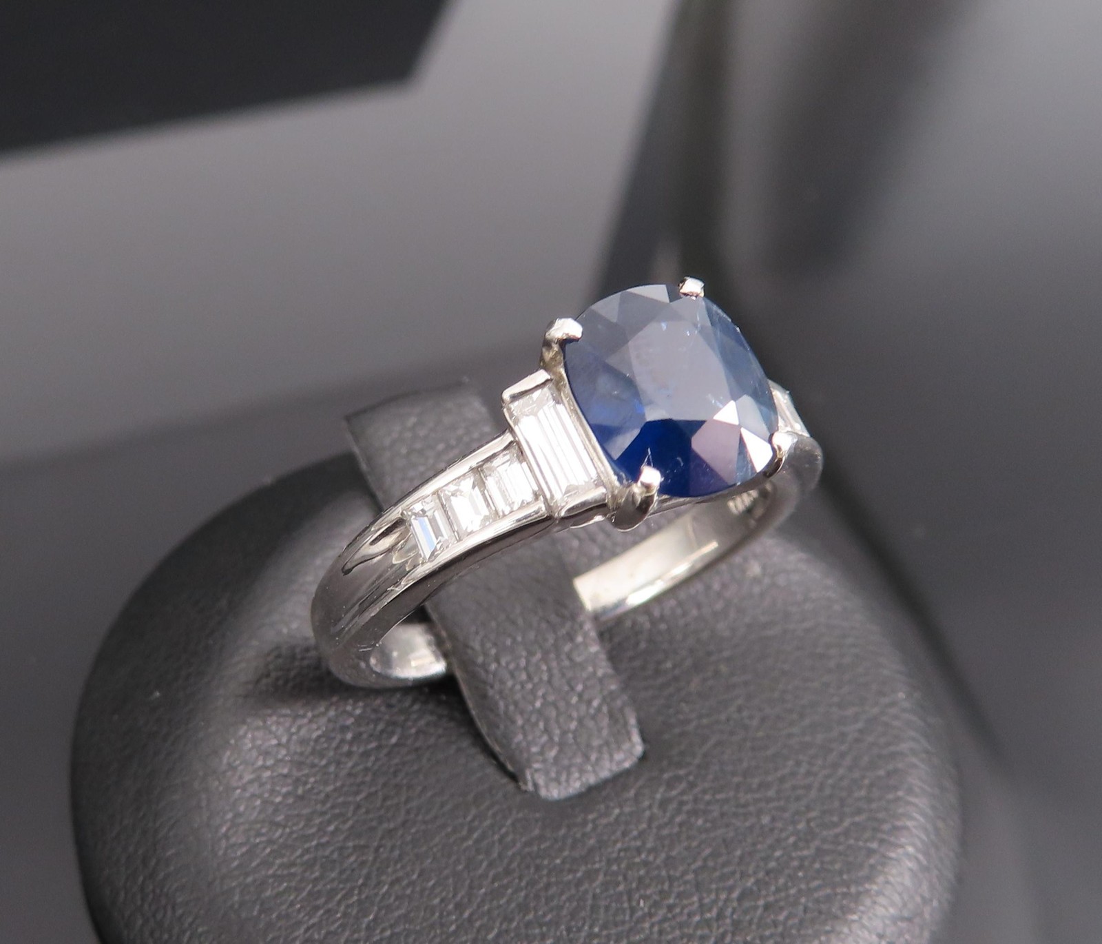 1.89ct GIA Burma No Heat Blue Sapphire & 0.54ct Diamond Platinum Ring Size 7.5