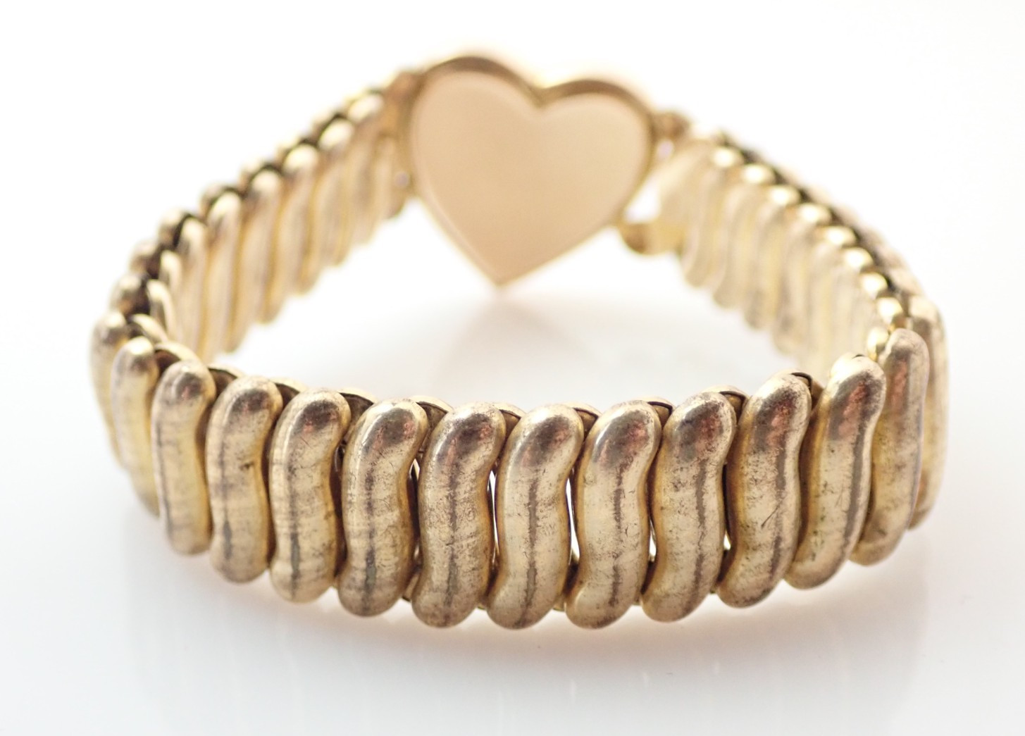 Antique Gold Filled Sweetheart Heart Expansion Expandable Stretch Bracelet