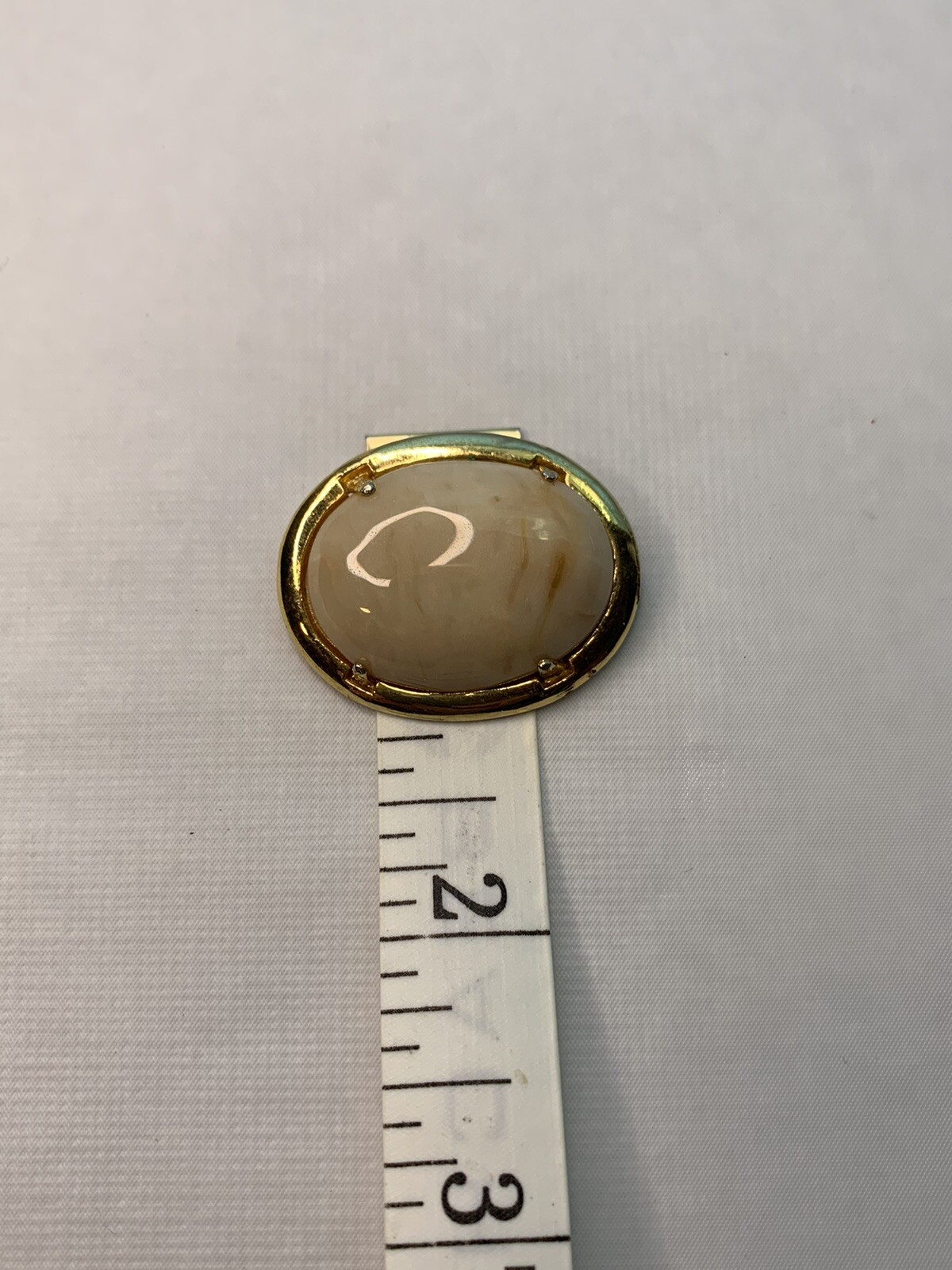agate geode cabochon brooch pin set in gold tone D2