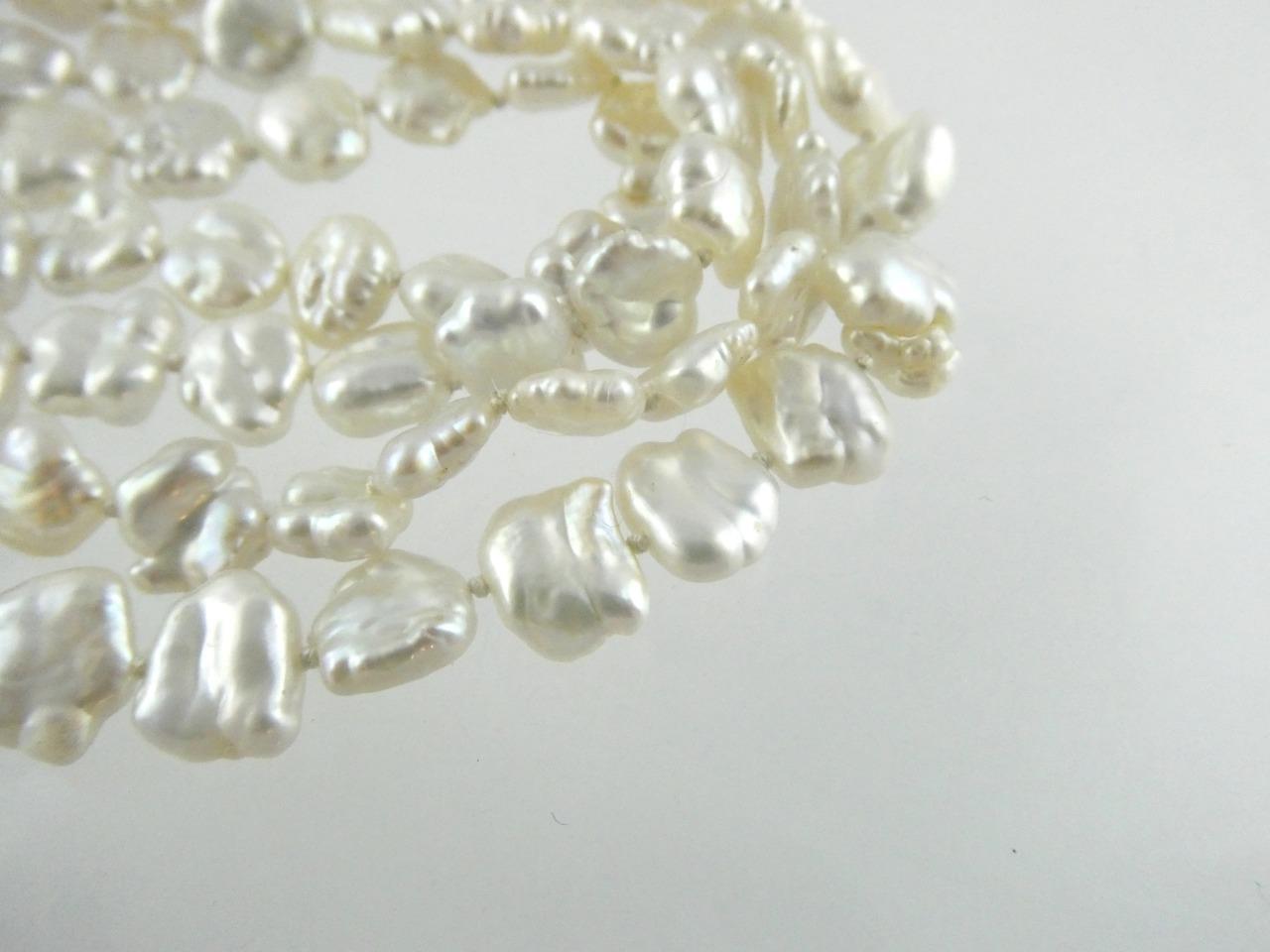 Vintage Hand Knotted Baroque Shape Freshwater Pearl Necklace No Clasp