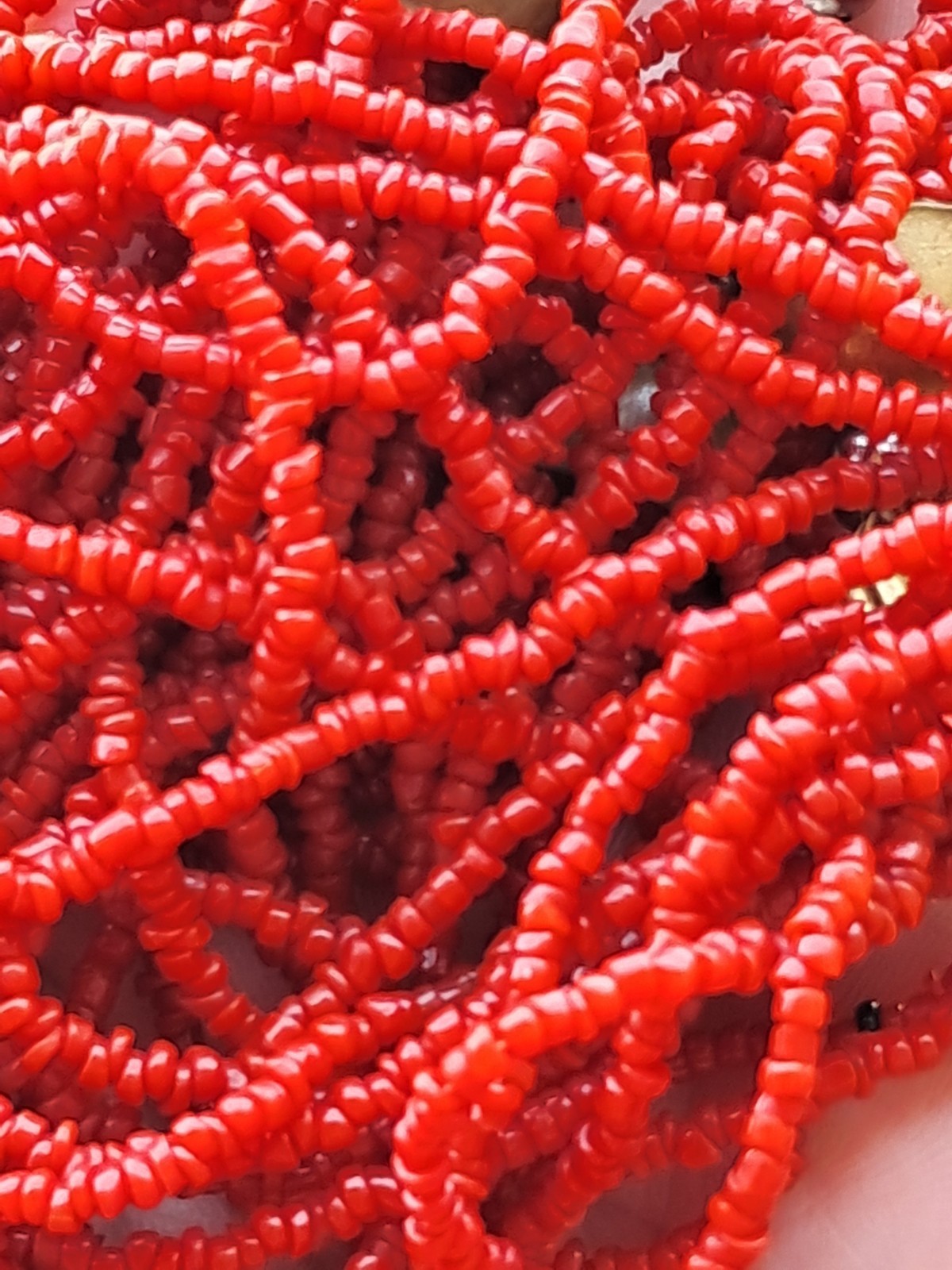 Boho Multi-Strand Red Coral Necklace Mediterranean Ethnic Style 40g