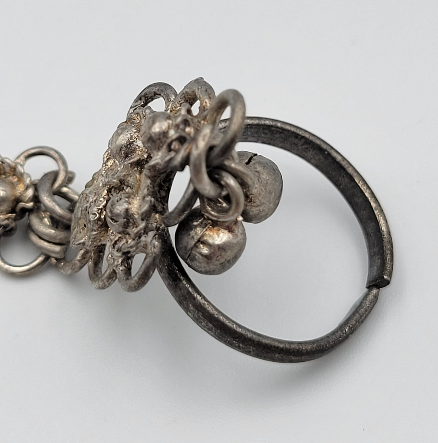 Vintage Turkish Bohemian Hand Harness Chain Bracelet Ring Combo Silver Tone