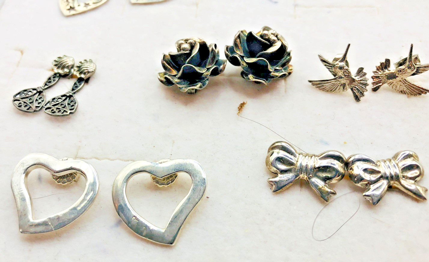 15 Pairs Vintage Sterling Silver Earrings 10 for Pierced Ears, 5 Other 64 Grams.