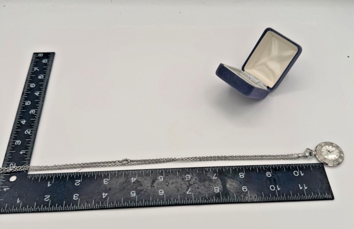 Vintage Caravelle Manual Wind Up Necklace Swiss Made Pendant Watch Works