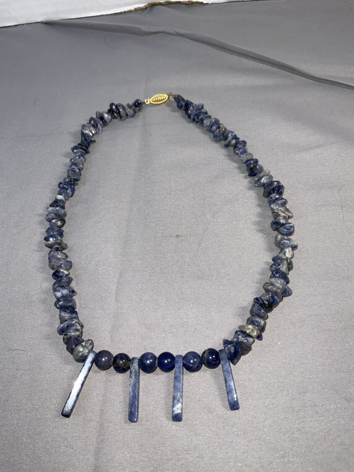 Vintage Natural Kyanite Tribal Style Necklace 18” Fish Hook Clasp