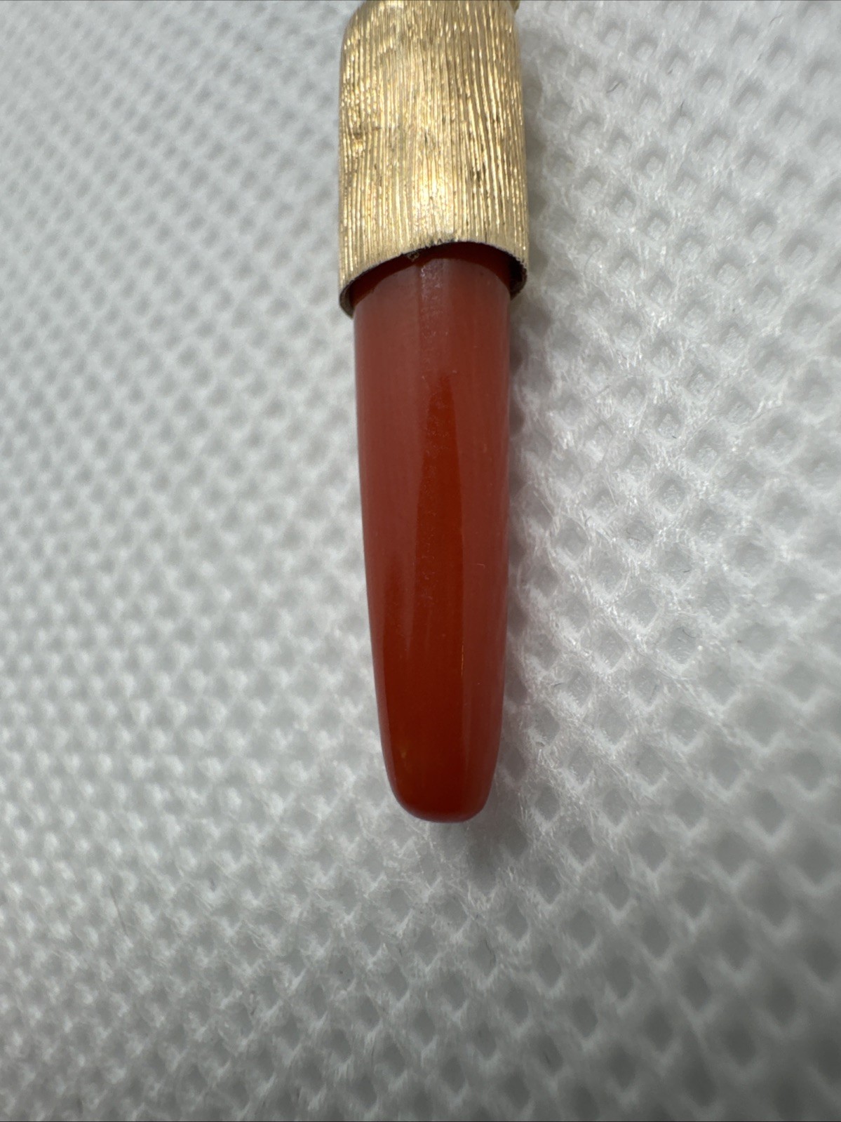 Victorian 14k Yellow Gold Red Coral Horn Charm Pendant 2g Vintage, Antique, Rare
