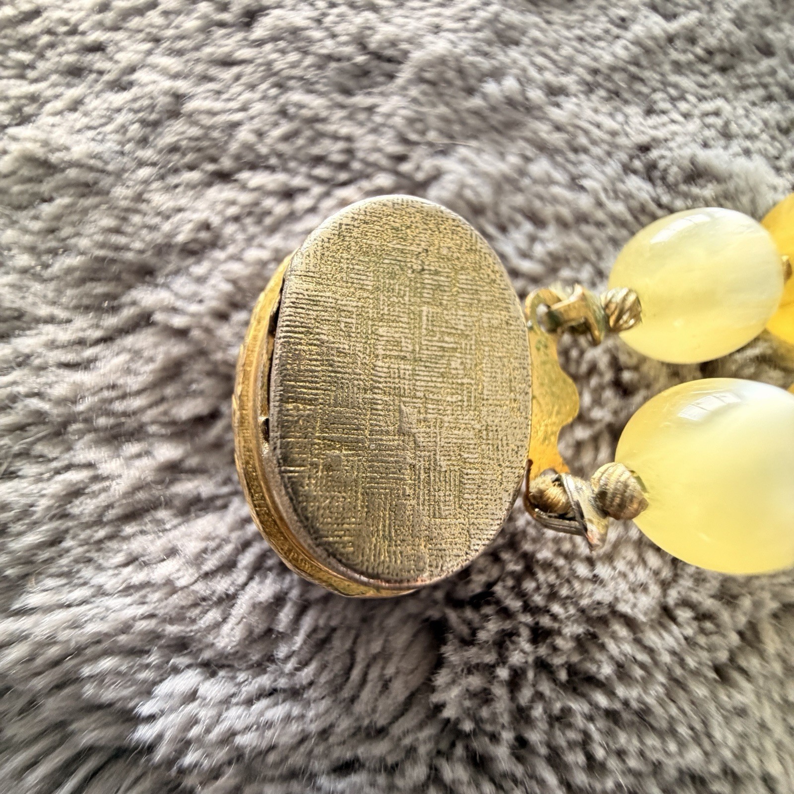 Cameo Necklace Butterscotch Vintage 1950s Yellow Lucite Double Strand