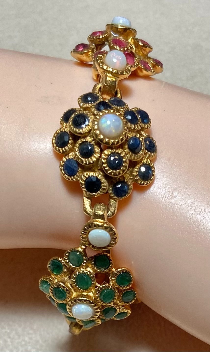 AUTHENTIC SWOBODA BRACELET ~ GENUINE RUBY, SAPPHIRE, EMERALD, OPAL ~ ONLY ONE!
