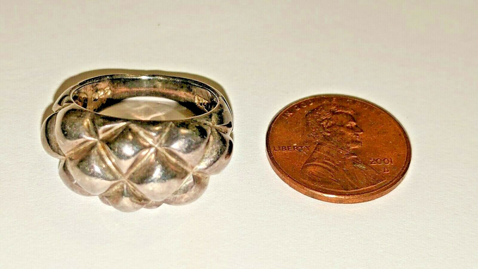 VINTAGE STERLING SILVER RING ABOUT SIZE 7 1/2 HALLMARKED SIGNED 925 TH
