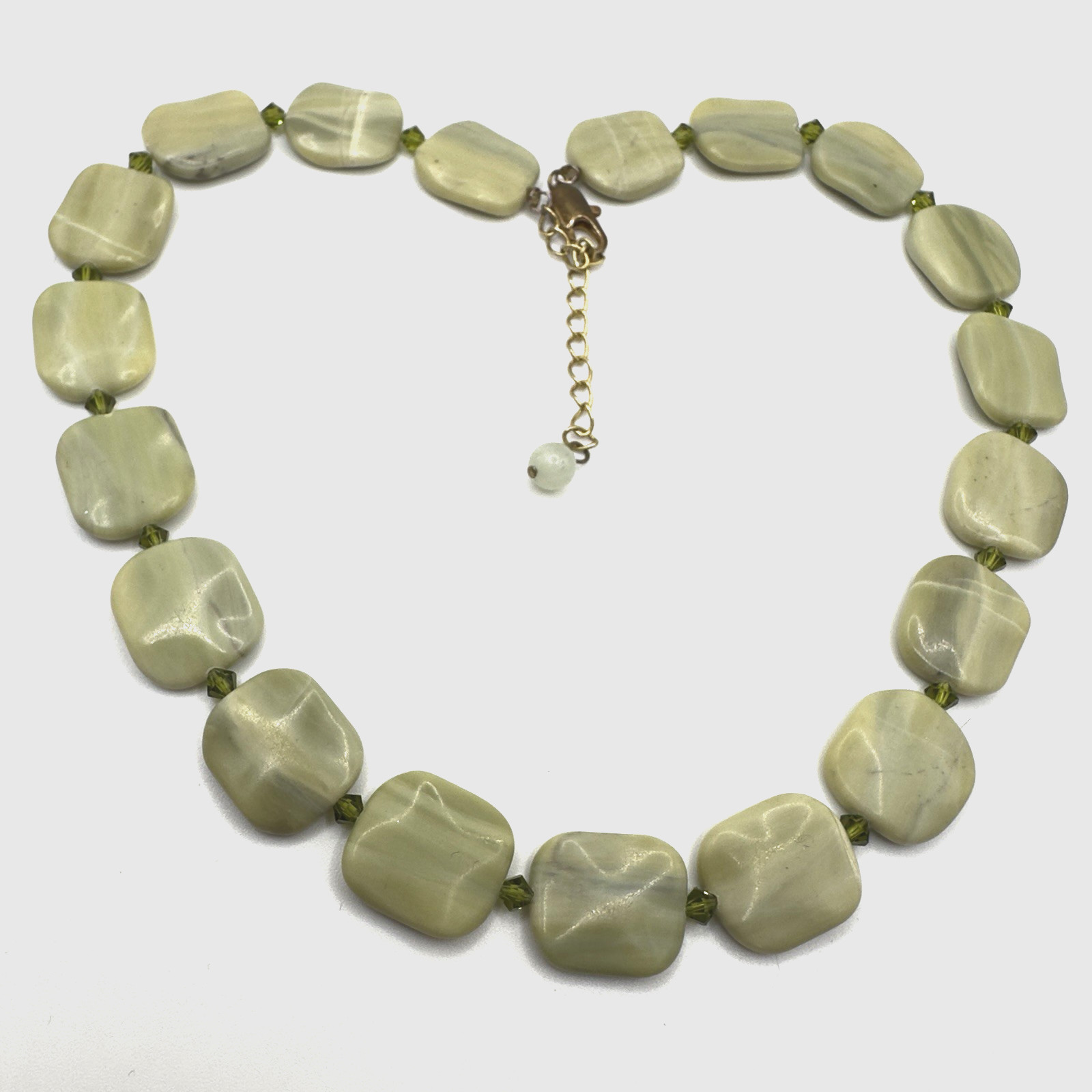 Vintage Artisan Jasper Necklace Choker Modern Boho Earthy Modern Butter Green