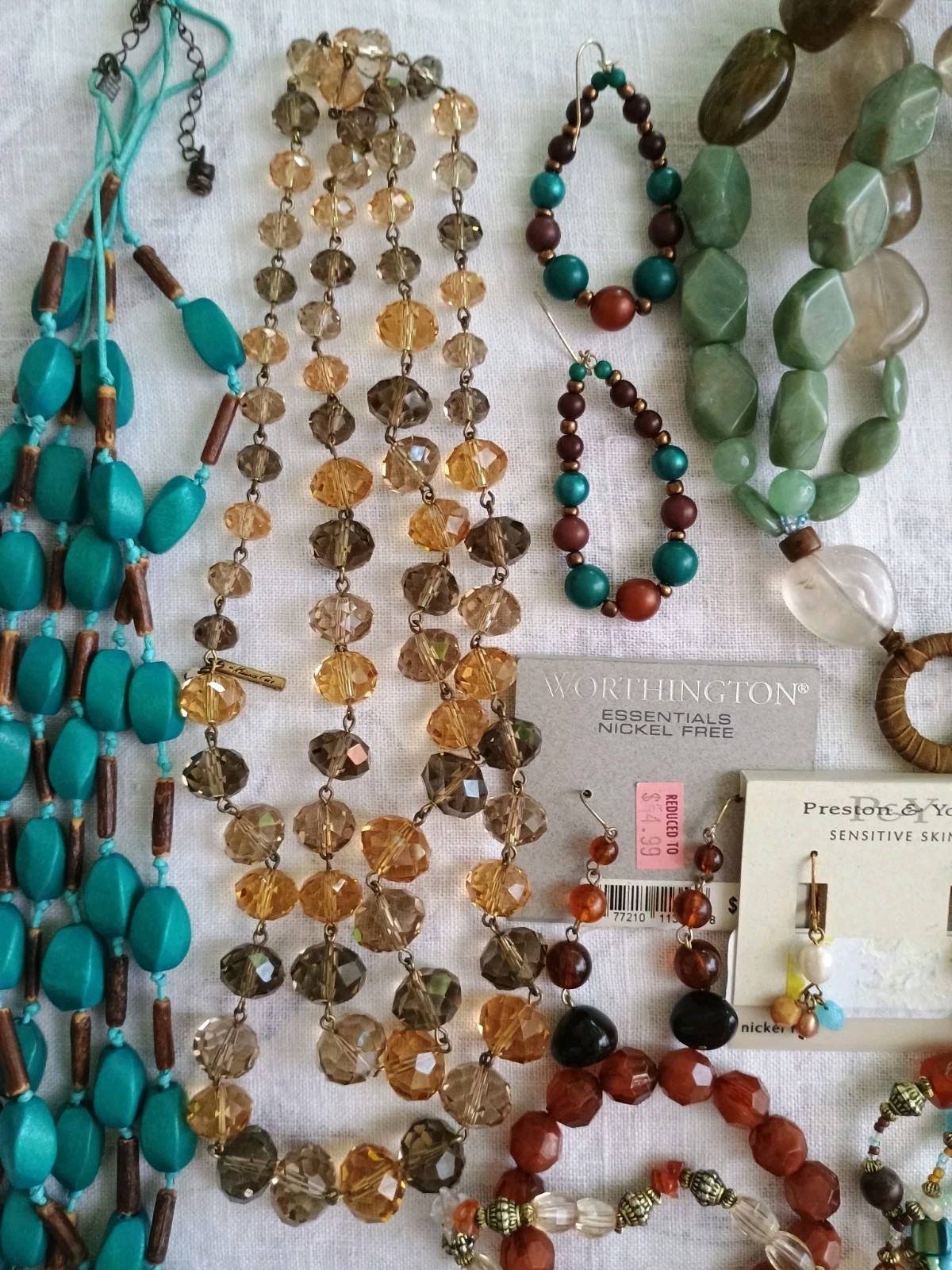 VTG Jewelry Lot Turquoise Green Earthy Colors Boho Necklaces Bracelets Resellers