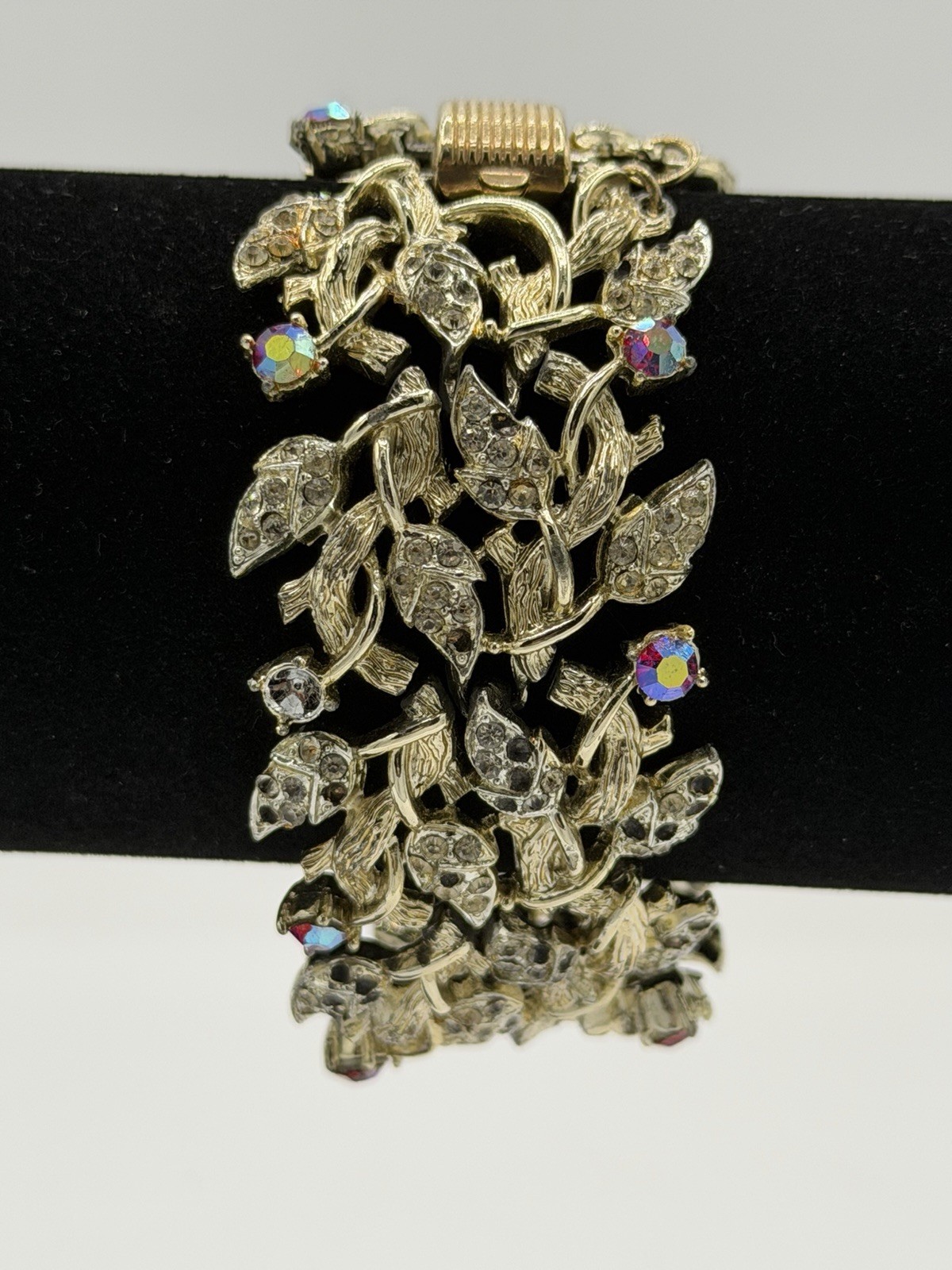 VTG 1950’s CORO Red AB Rhinestone Bracelet Gold Tone Restoration PROJECT READ