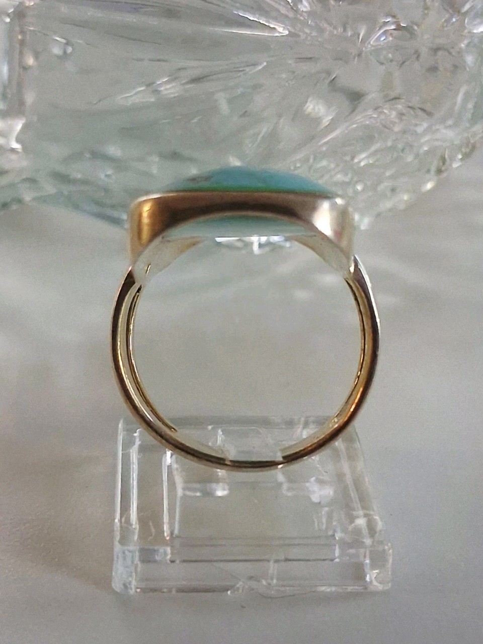 ATI Annika Witt Mexico Turquoise Large Statement Ring Size 8.75 Sterling Silver