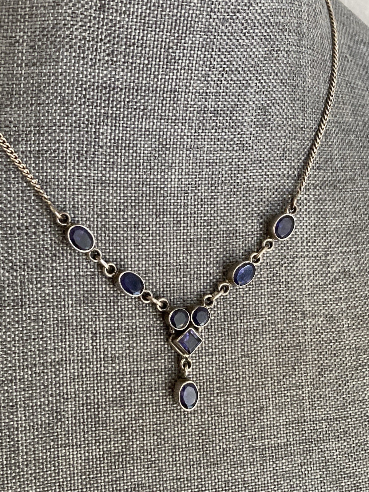 Vintage sterling silver amethyst Y necklace