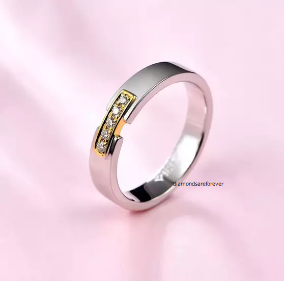 Prong Set 0.26CT Moissanite Ring 925 Sterling Silver Engagement Couple Band Set