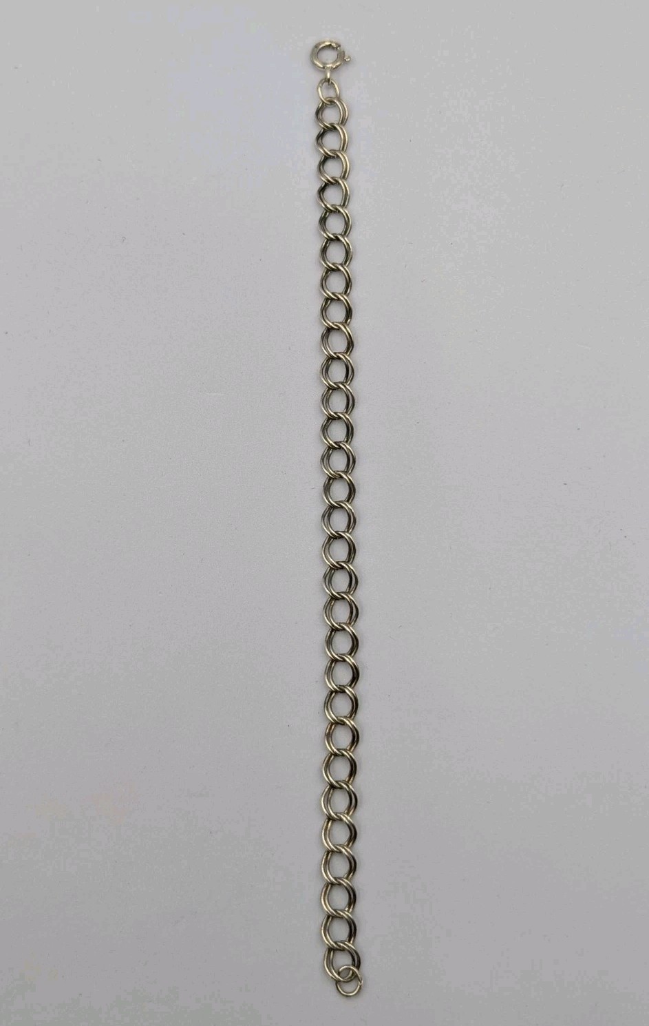 Vintage Sterling Silver Double Link Curb Chain Starter Charm 925 Bracelet 7.25″