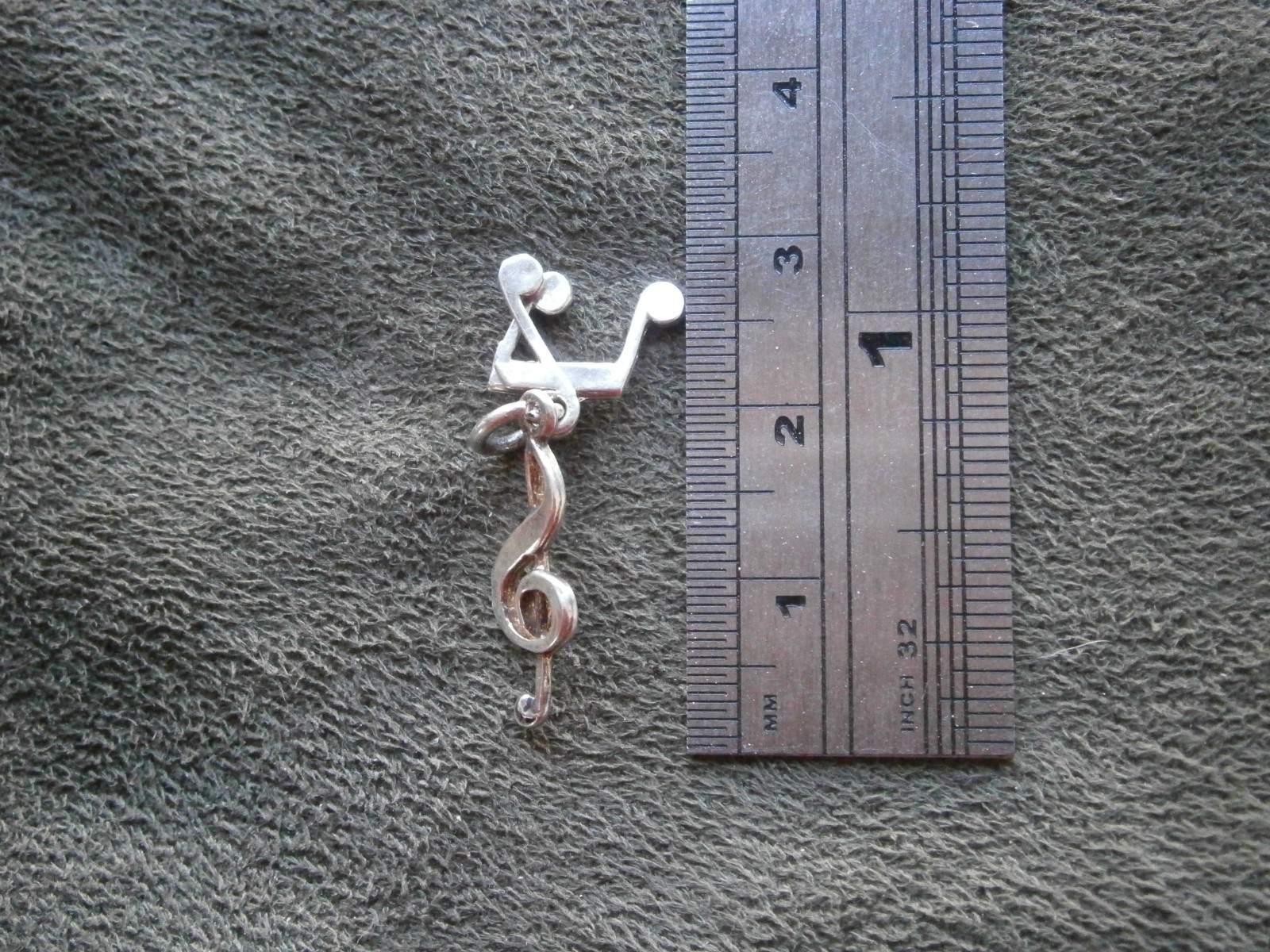 Treble Clef & Musical Notes Symbols Vtg Sterling Silver Bracelet Charm Pendant