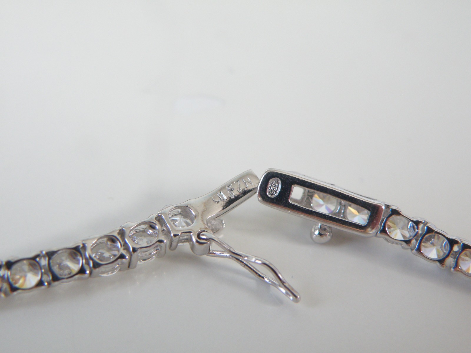 Vintage Sterling Silver 925 Cubic Zirconia Tennis Necklace Fits 18″