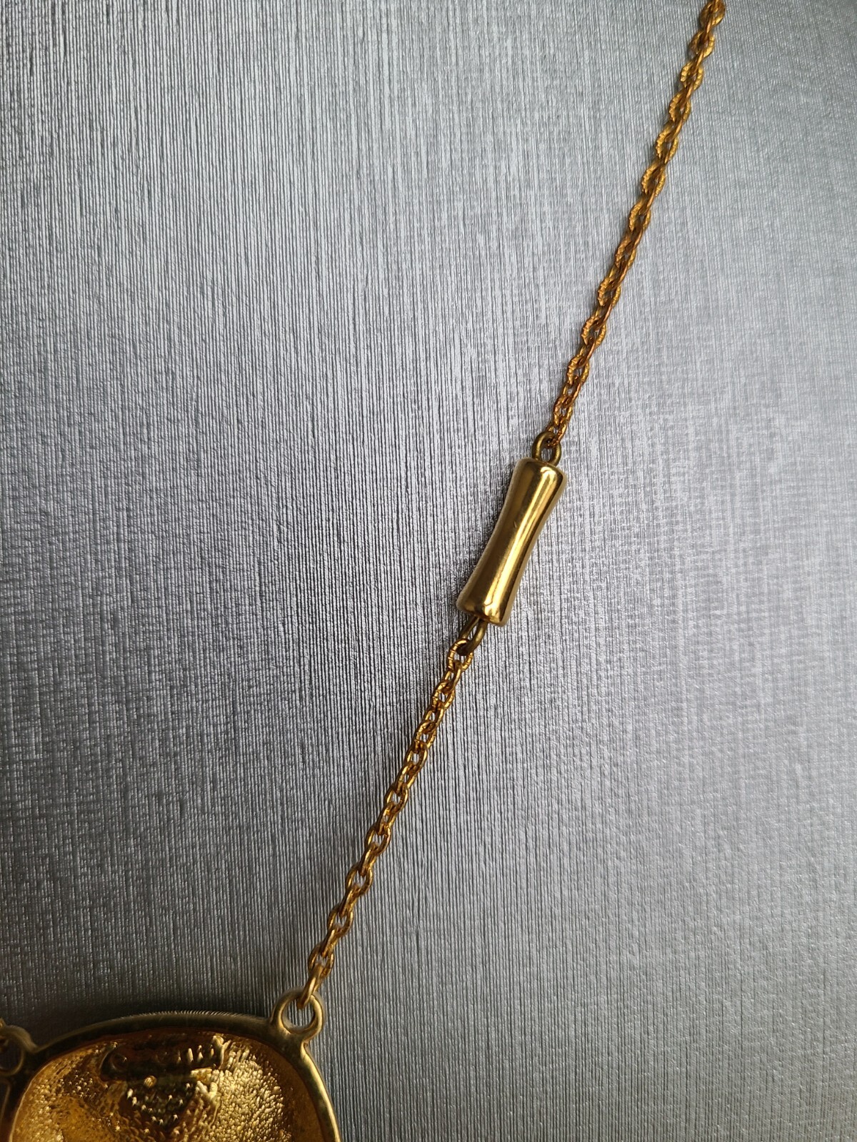 Vintage Orena Paris Gold Plated, Black Enamel Rhinestone Pendant Necklace