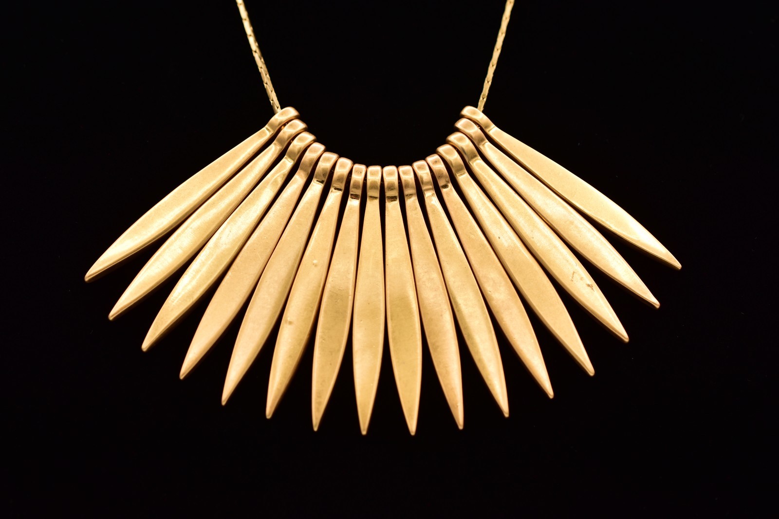 Madewell Gold Spike Statement Necklace Minimalist Fringe Bib Collar Modern BinK