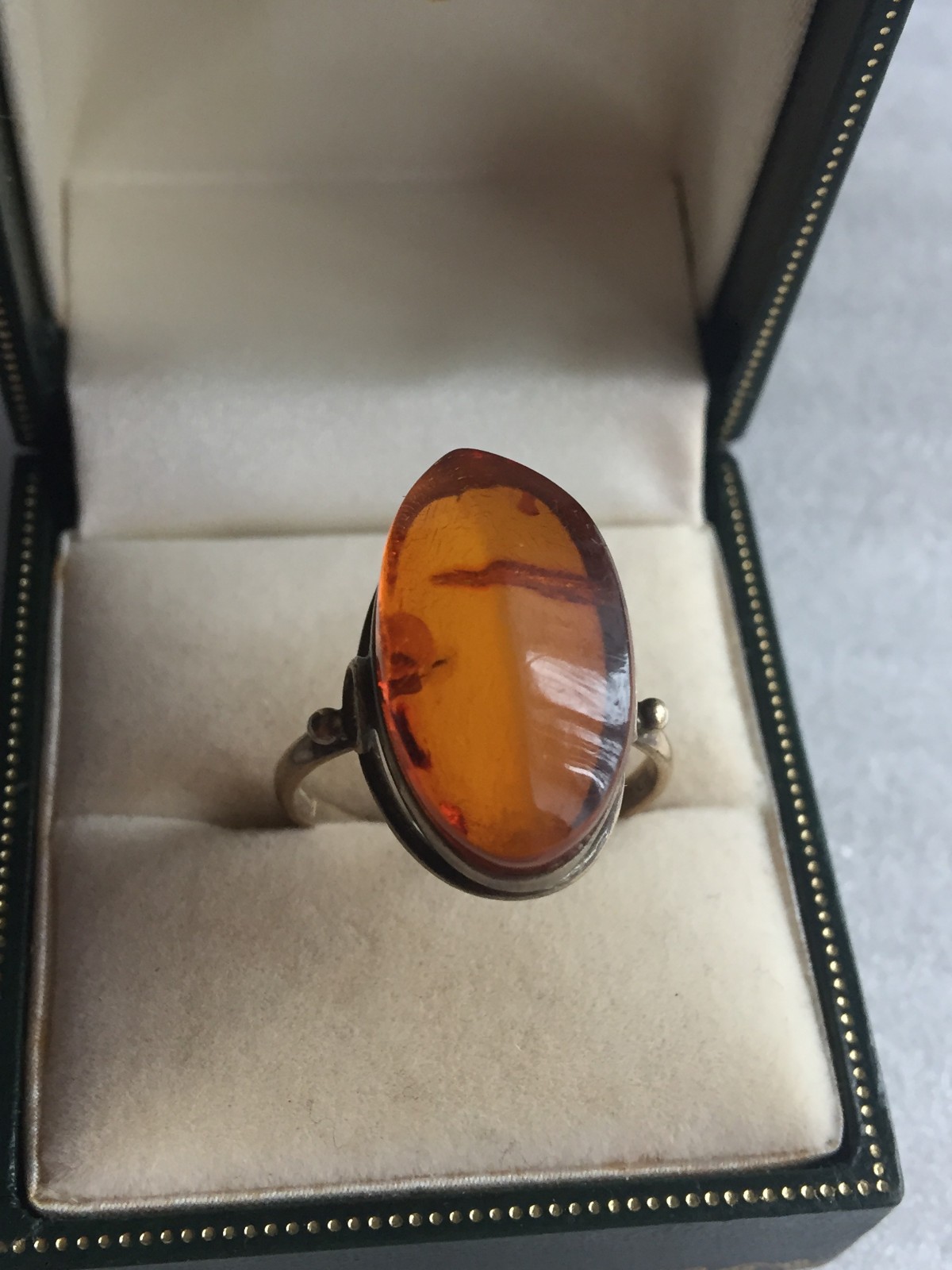 Rings Gold Plated Vintage Soviet Silver 875 USSR 100% Genuine Royal amber Baltic