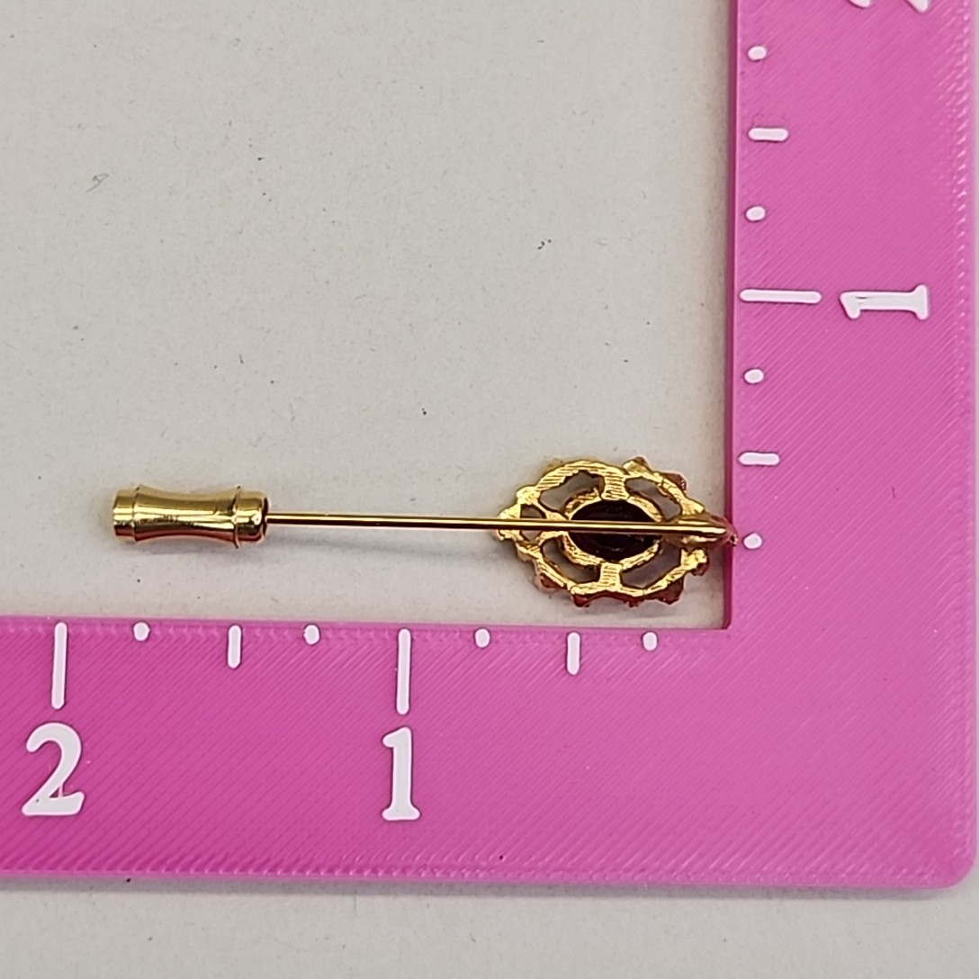 Vintage Garnet Stick Pin Red Stone Gold Tone