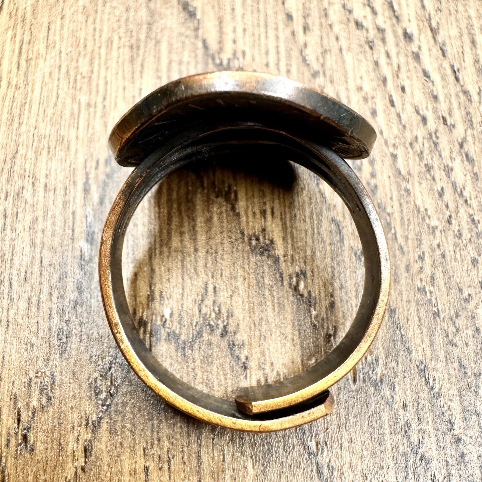 Vintage 1975 Lincoln Penny Copper Coin Ring Adjustable Statement Jewelry Sz 7.75