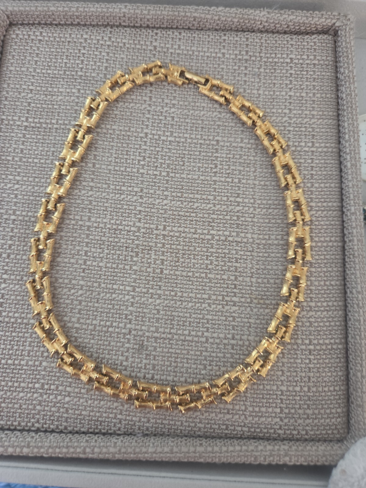 Vintage 60’s Gold-Tone Bamboo Collar Necklace Signed Monet