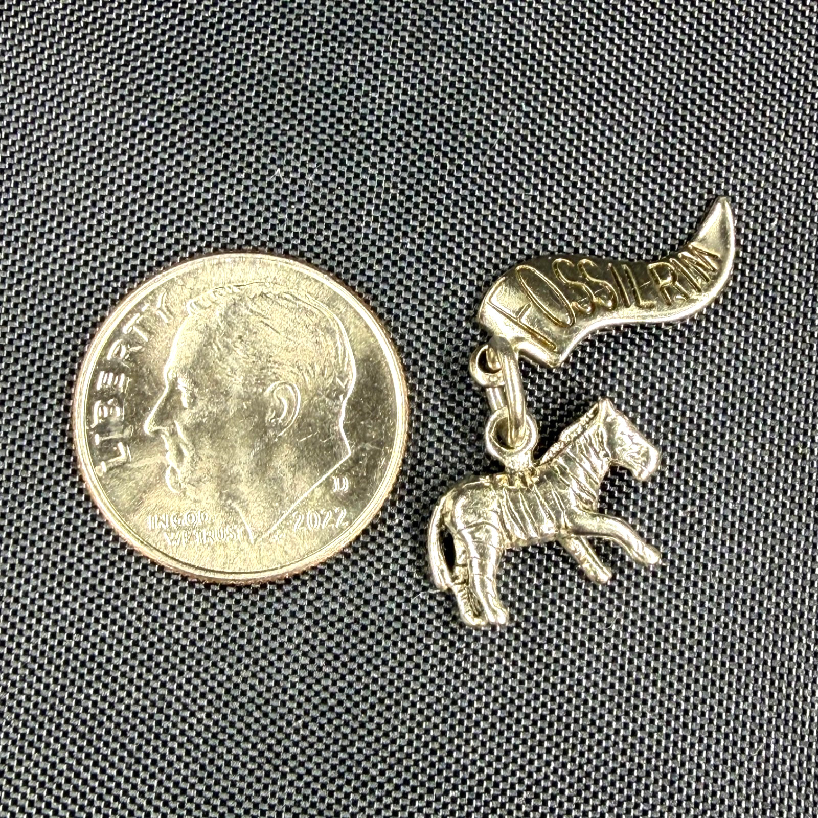 Vintage Sterling Silver Fossil Rim Museum Miniature Zebra Charm Pendant 1.53 g.