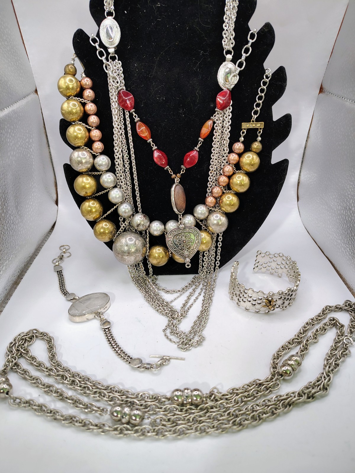 S636 Signed Jewelry Lot Avon Monet Lucky Brand C 1946 Boho Statement Necklace