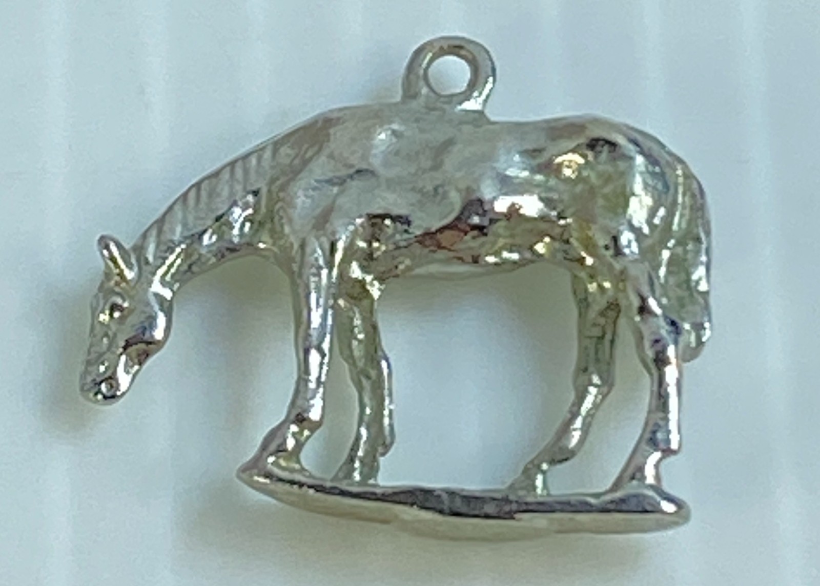 Equestrian Horse Charm Sterling Silver 3D Pendant 3.58G Vintage