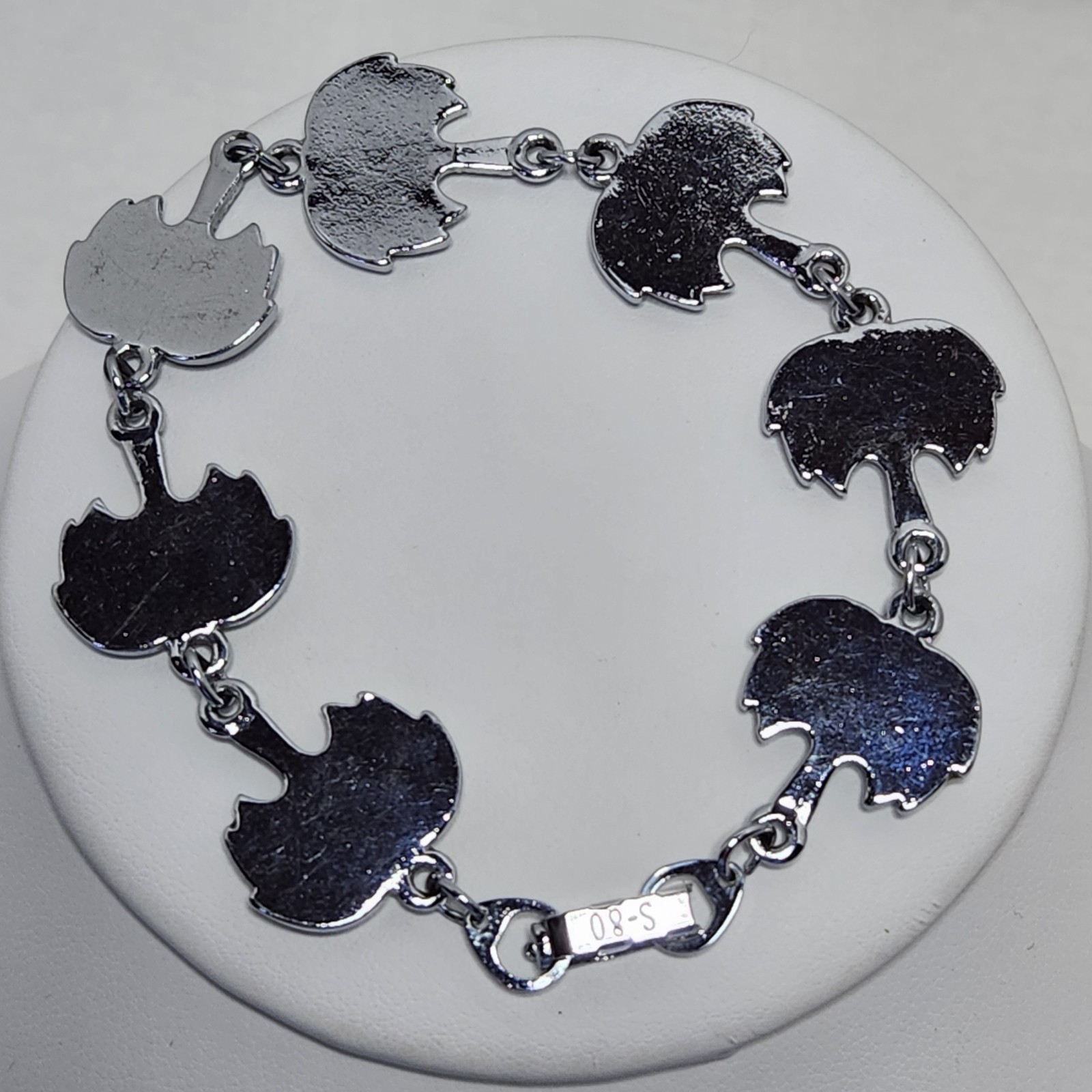 Abalone Paua Shell Bracelet Silvertone Metal Multi-color Beach Ocean Summer 7″