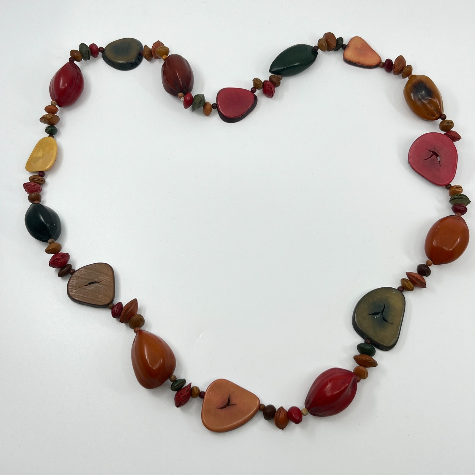 Large Tagua Nut Vegetable Ivory Necklace Boho Statement Earthy Organic Jewelry