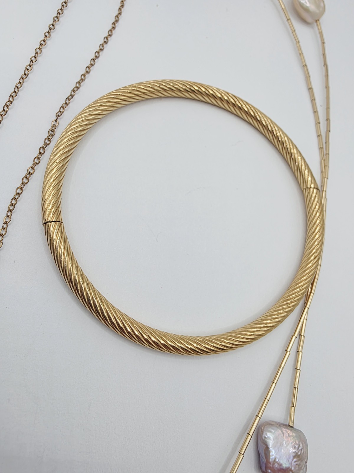 Vintage Gold Filled Jewelry 14K GF Marathon Bracelet Pearl Necklace 20g *read