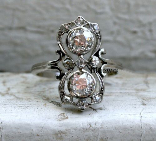 1.14Ct White Round Cut Antique Reproduction Ring In 925 Sterling Silver