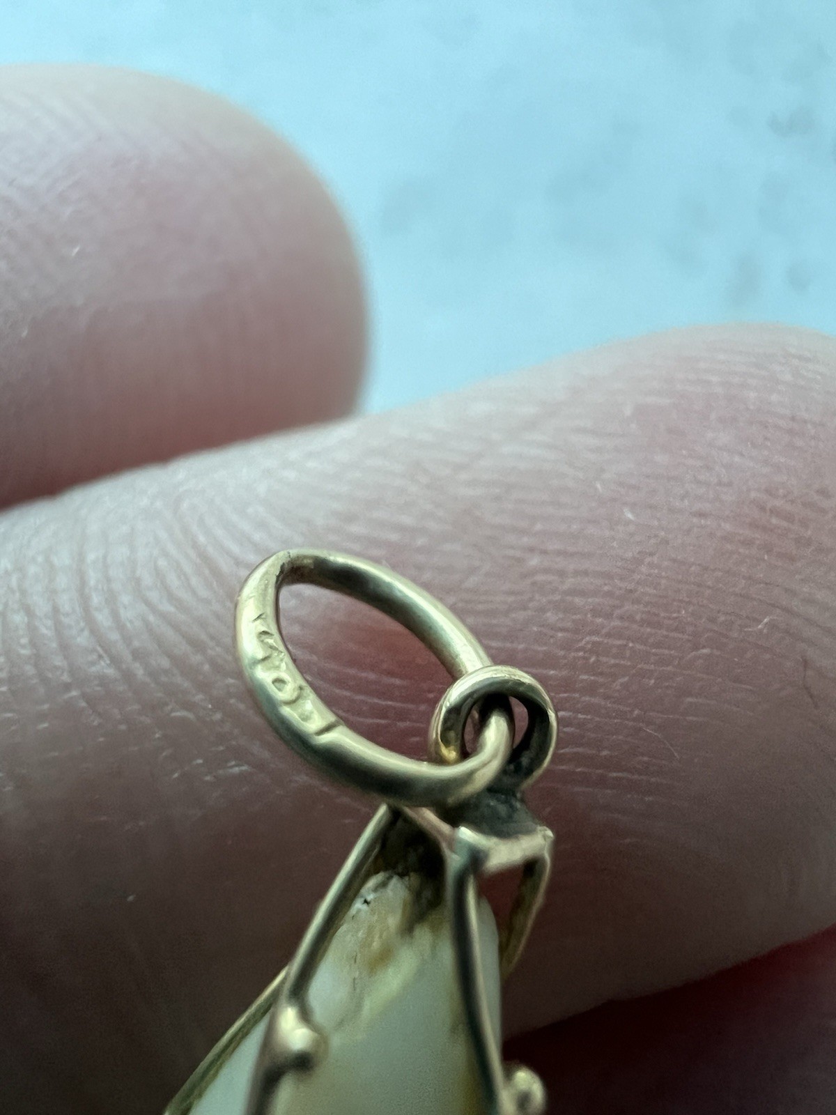 Vintage Design Carved White Coral Or Material Pendant 14k Bale For Scrap Or Wear