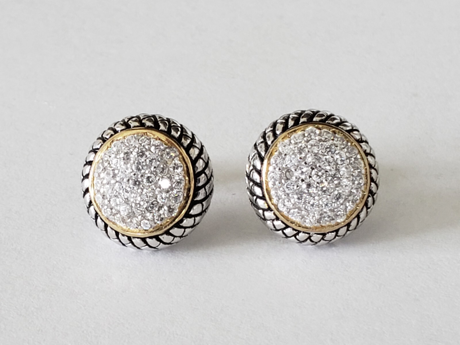 Sterling Silver CZ’s Cluster Round Stud Earrings – Missing Stone