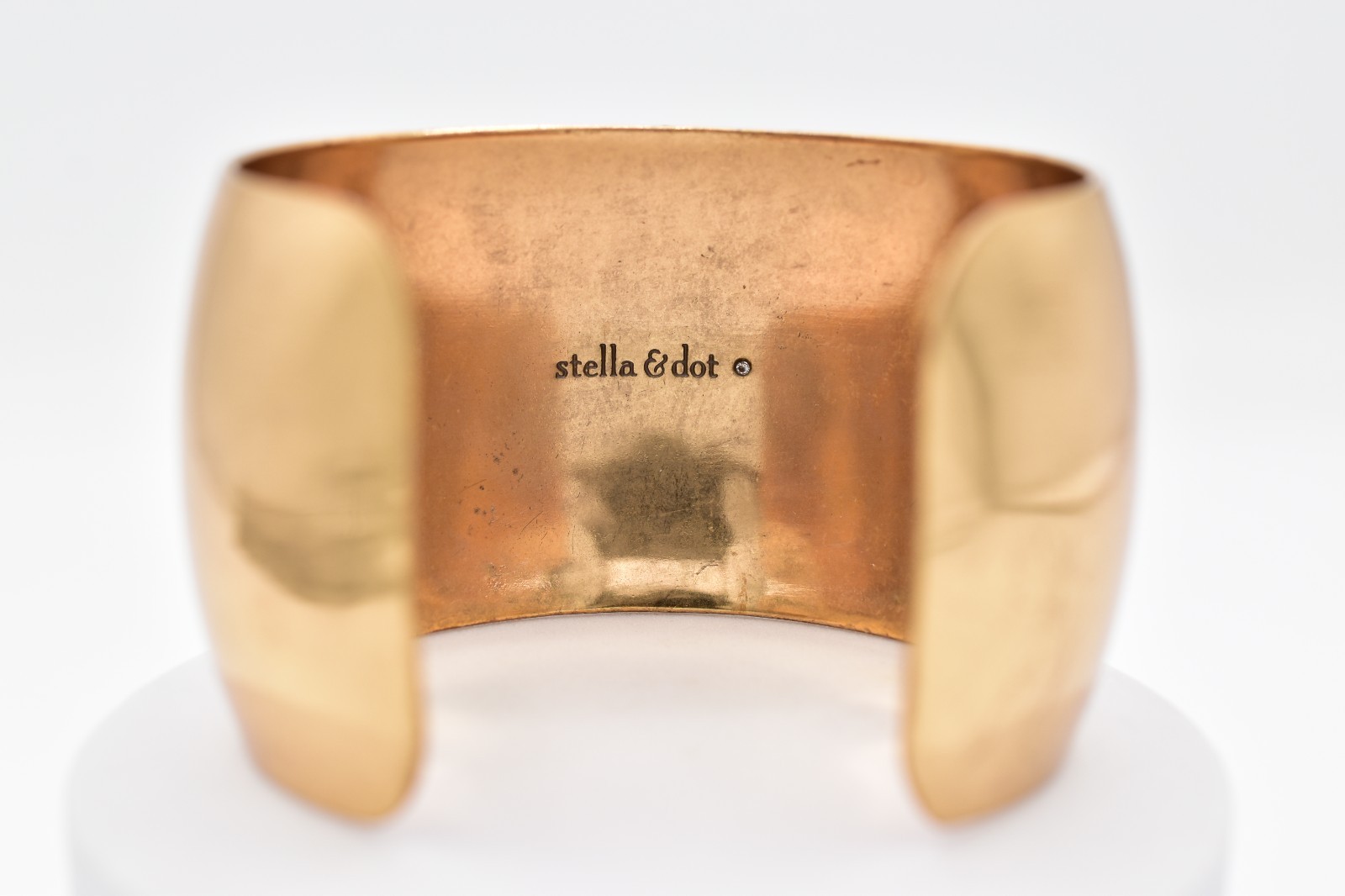 Stella & Dot Crystal Gold Cuff Bracelet Yellow Enamel Statement Wide Y2K BinBR