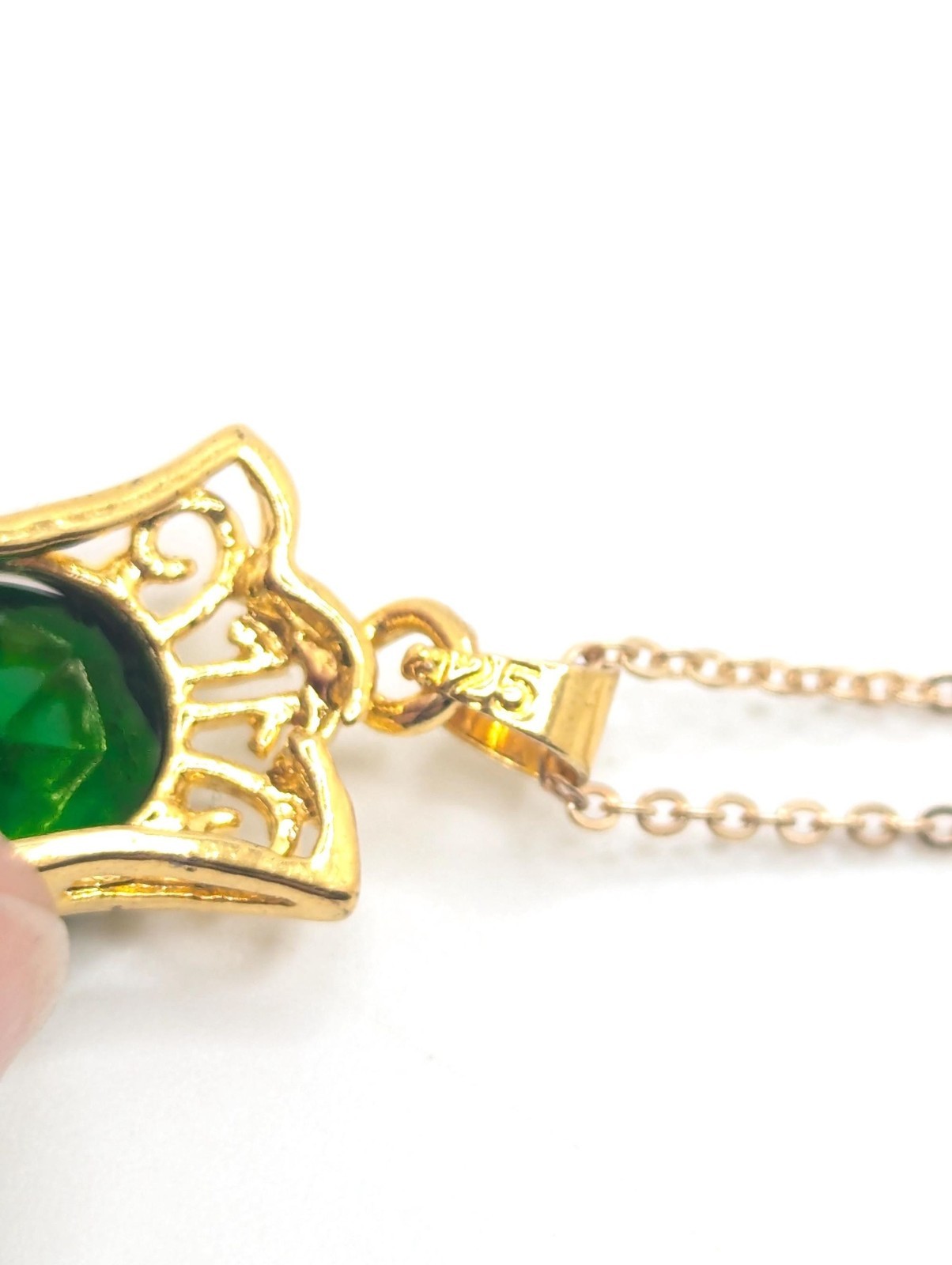 Vintage Gold Plated Sterling Silver Dark Purple Rhinestone Necklace Pendant Gift