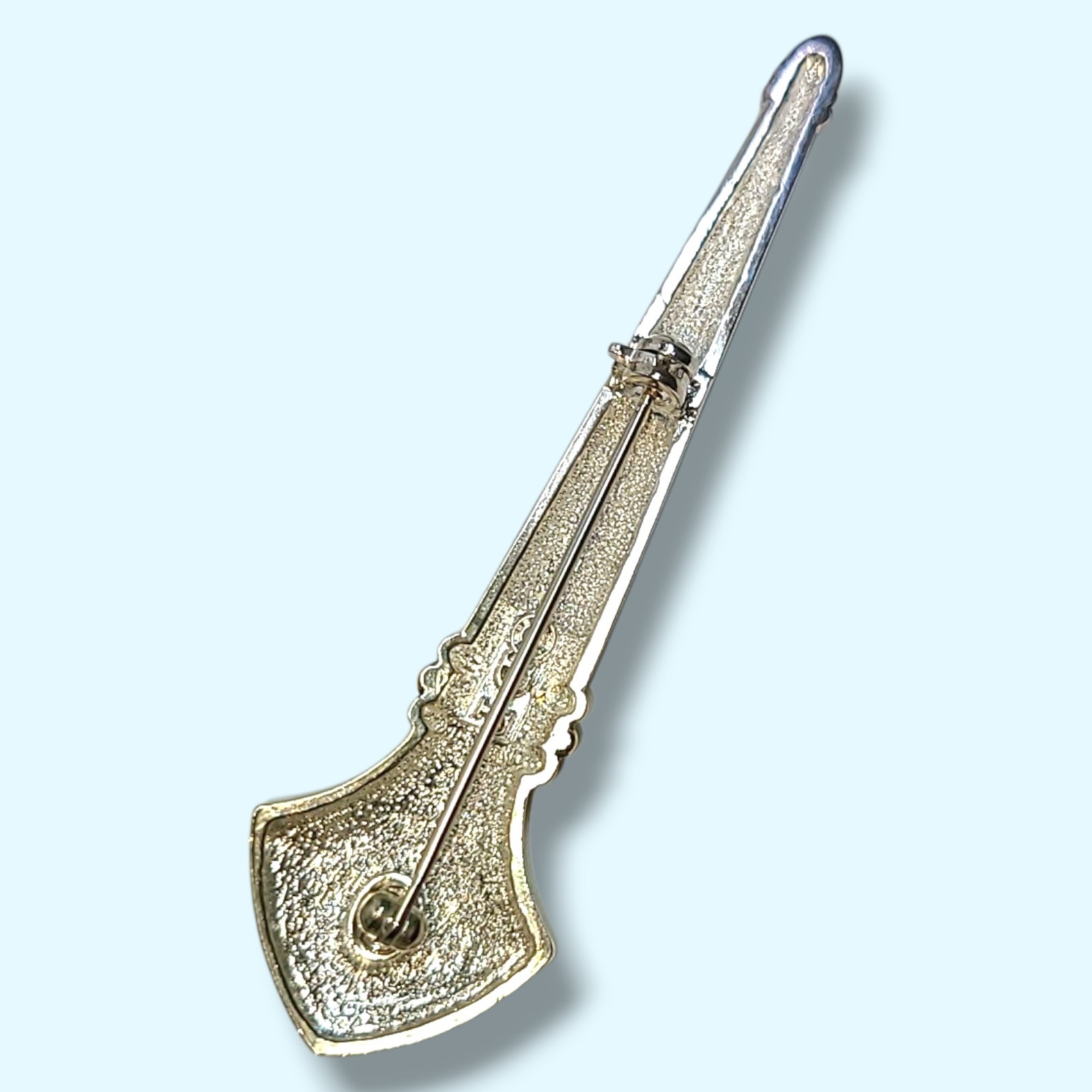 Danielle Patton DP Sword Dagger Brooch Pin Silver Gold Tone Heraldic Vintage