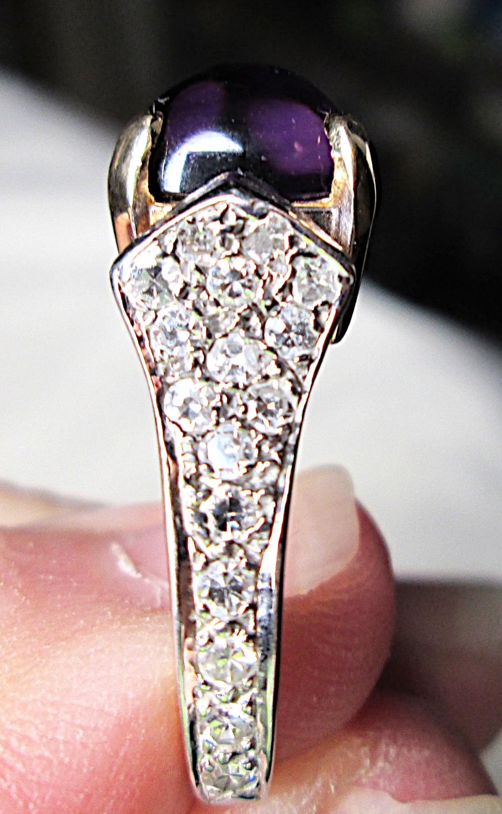 UNIQUE 14K TT GOLD 2+ CT AMETHYST 1.00 CTW DIAMOND RING 6 Grams FEB BIRTHSTONE
